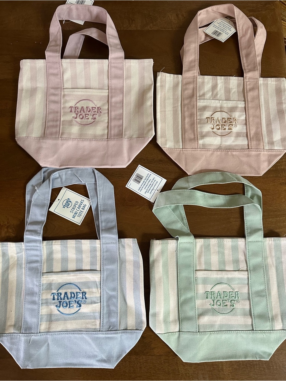 Pastel Stripe Canvas Tote Bag - Pink, Blue, Green, Blush Options*PICK ONE